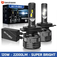 BEVINSEE H4 bombillas LED para faros de coche haz alto y bajo 120W 22000LM H7 H11 9006 HB4 H1 luces LED para Auto CANbus sin Error 6000K 12V