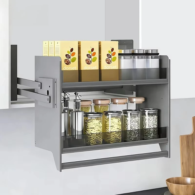 Kitchen Elevator System Tall Cabinet Lift Basket Glass Electronic Lifting Storage Basket Electric Hardware For Kitchen