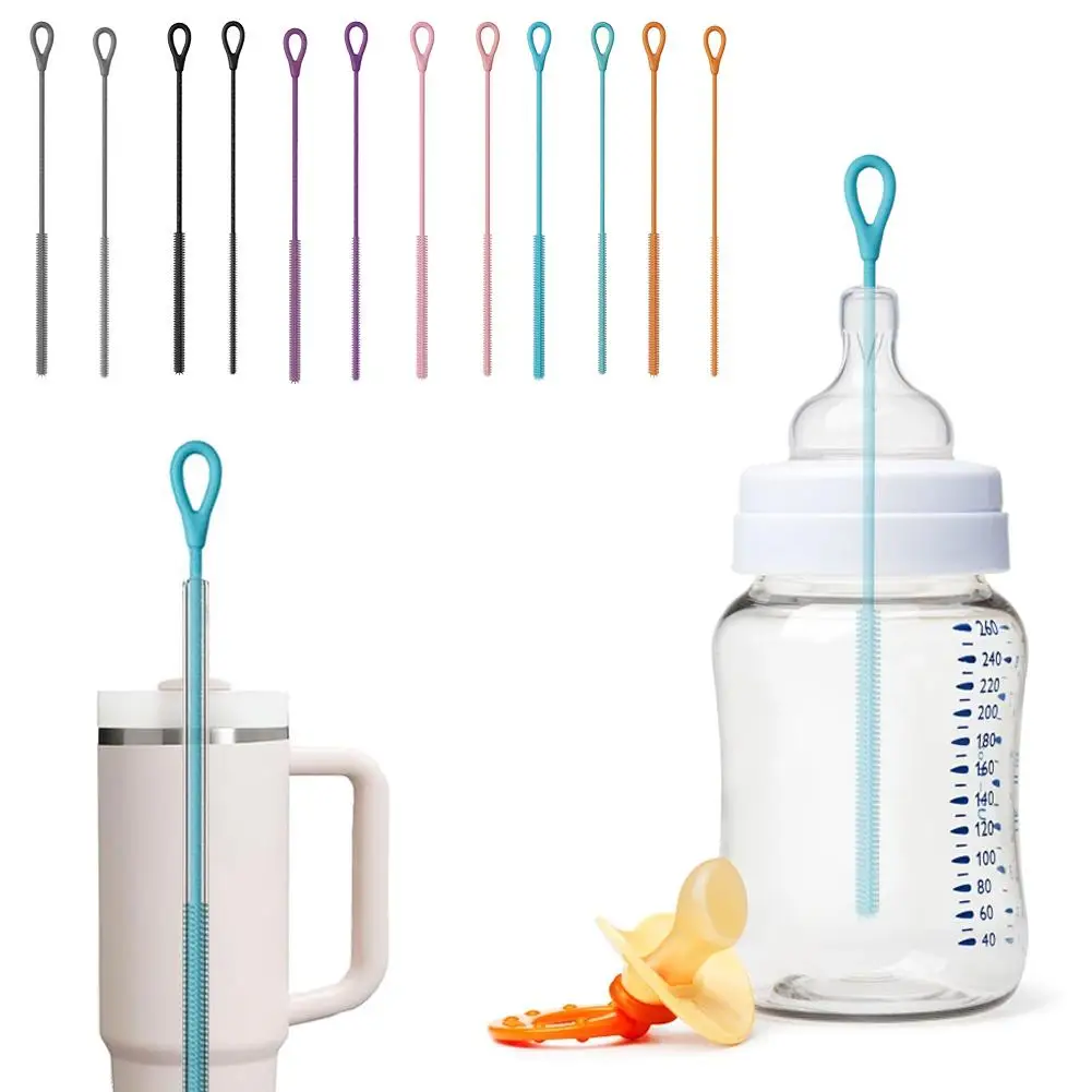 Straw Cleaner Brush Extra Long Silicone for Stanley Cups Reusable Straws Deep Cleaning Reusable Straw Cleaner Bottle Brush
