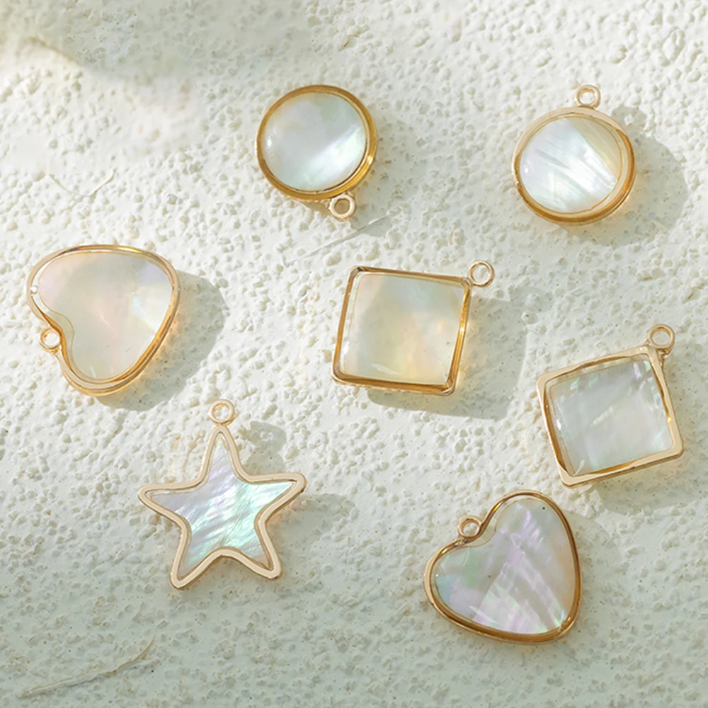 2pcs Pearl Charm Summer Beach Ocean Pendants with Gold Edge Wrapped for Bracelet Necklace Jewelry Making Supplies Crafts DIY view 3