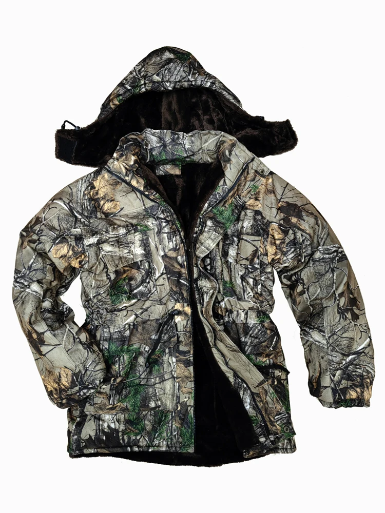 Winter Thermal Wind Waterproof  Tactical Hiking Windbreaker Soft Breathable Wear Resistant Bionic Camo Hunting Fishing Clothes