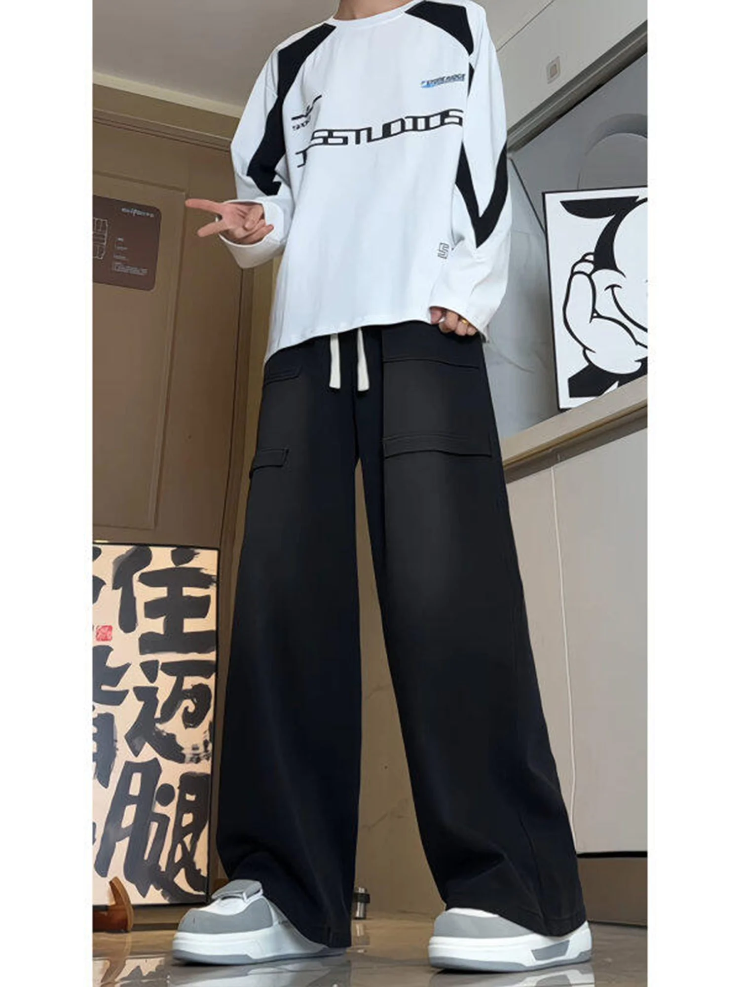 

American Sle Loose Straight Leg Workwear Jeans Men's High Street Pants Autumn New Arrival Wide Leg Pants Knife Pants