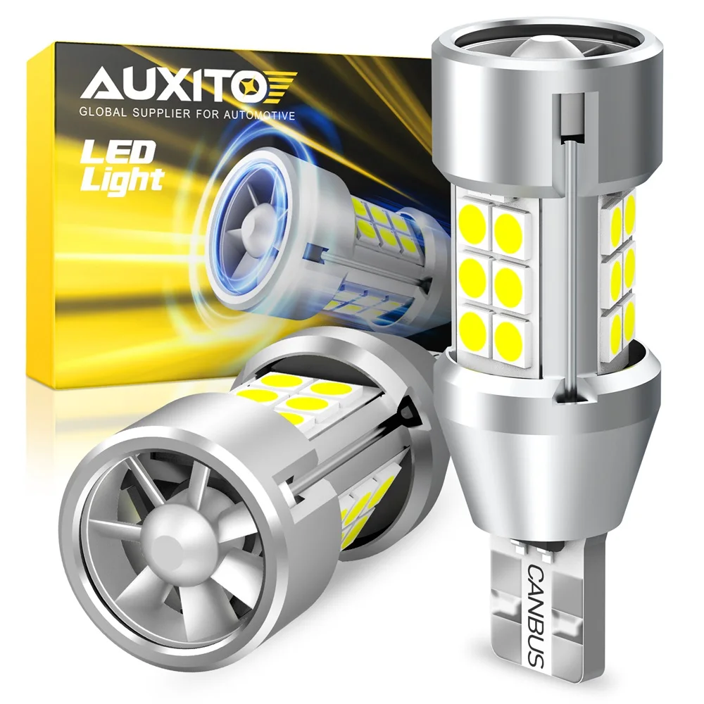 AUXITO 2Pcs W16W T15 LED Reverse Light 6500K White Canbus No Error Bulbs 2000LM 921 912 Backup Bulb Car Reversing Lamp with Fan