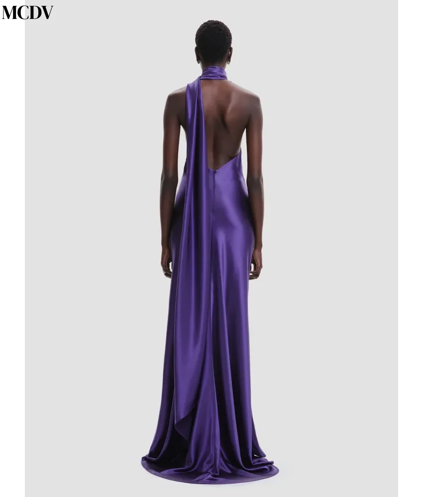 Customized Sexy Satin Mermaid 3D Flowers Buttons Ribbons Evening Dress High Quality Halter Sleeveless Bespoke Occasion Gowns