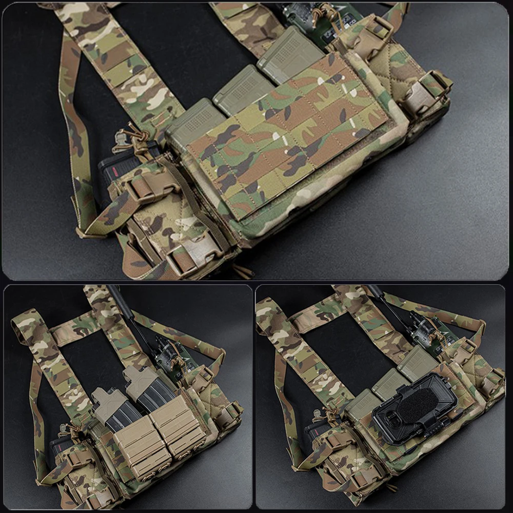 Tactical Vest Plate Carrier Front Panel MOLLE Full Flap MK3 MK4 Chest Rig Micro Fight Chassis Hanging Panel Mag Pouch Adapter