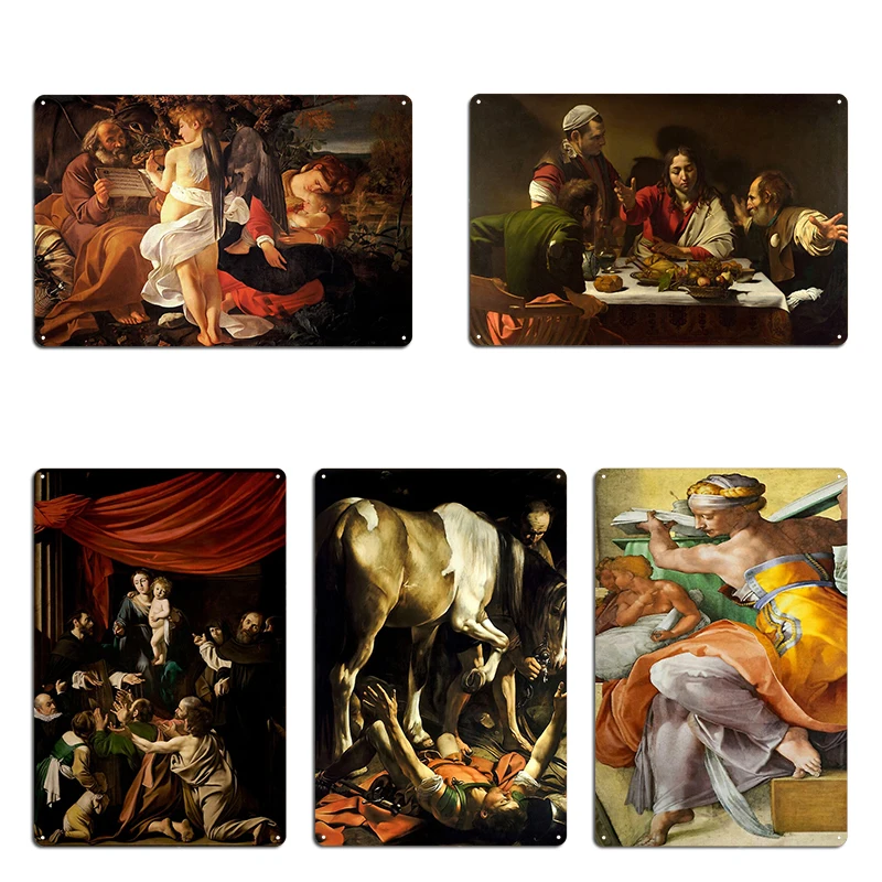 Ceia em Emmaus Caravaggio Baco Pôster de placa de metal Pub criar clube projetando cartaz de sinal de lata de cinema