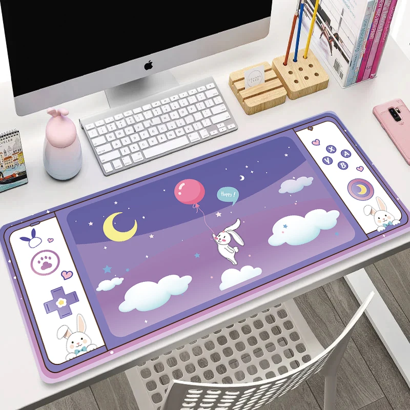 XxL Kawaii Mouse Pad Cute Rabbit Girl Keyboard Mat Large Size Office Computers Desk Mats Rubber Anti-slip Carpet Extended Pads