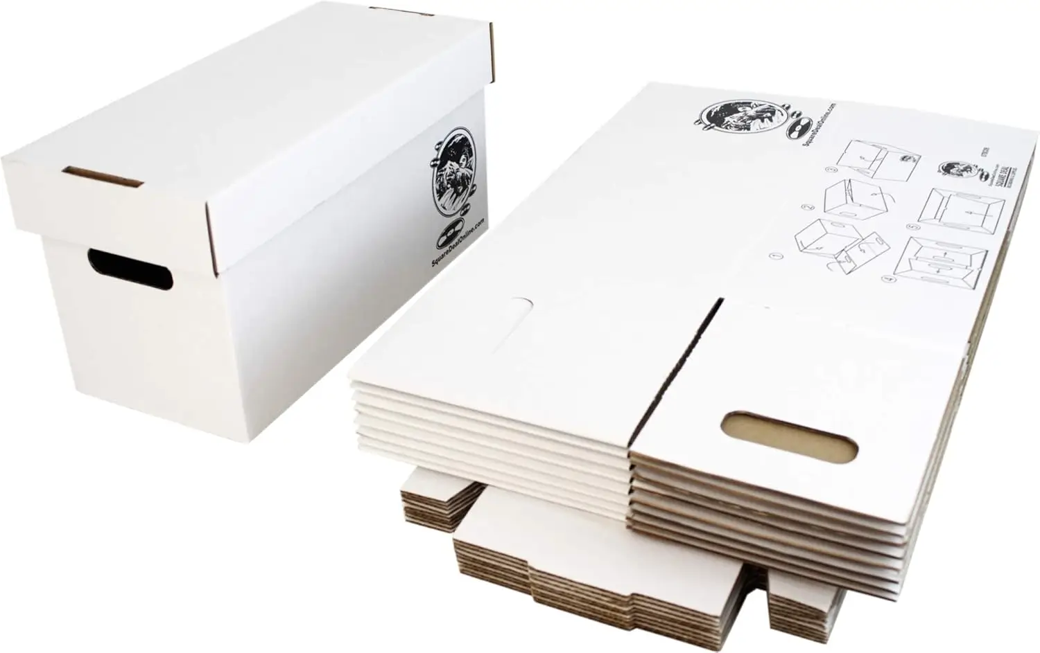 

Set of 5 Vinyl Record Storage Boxes, Holds 200 Records Each, Durable Cardboard with Removable Lid for Secure Archival