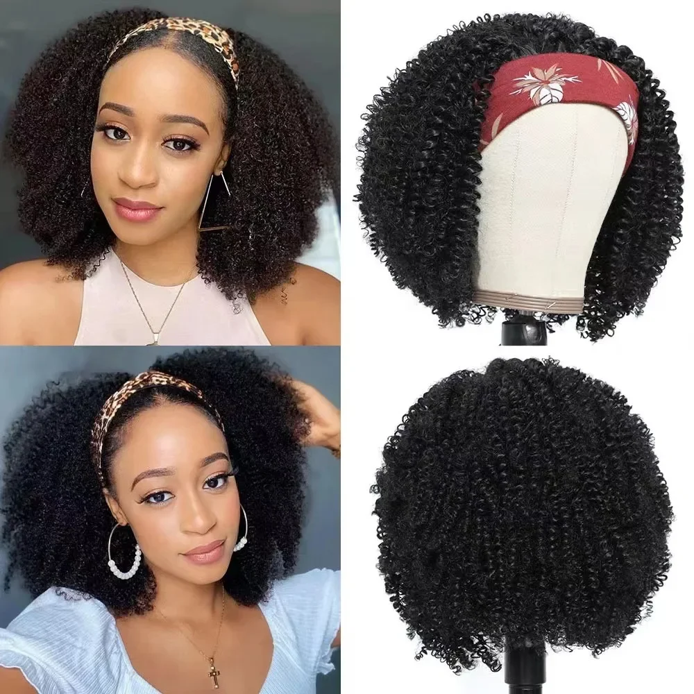 

African wig small roll black headgear fluffy explosion head wigs headgear Chemical fiber high temperature silk wig ice silk wigs