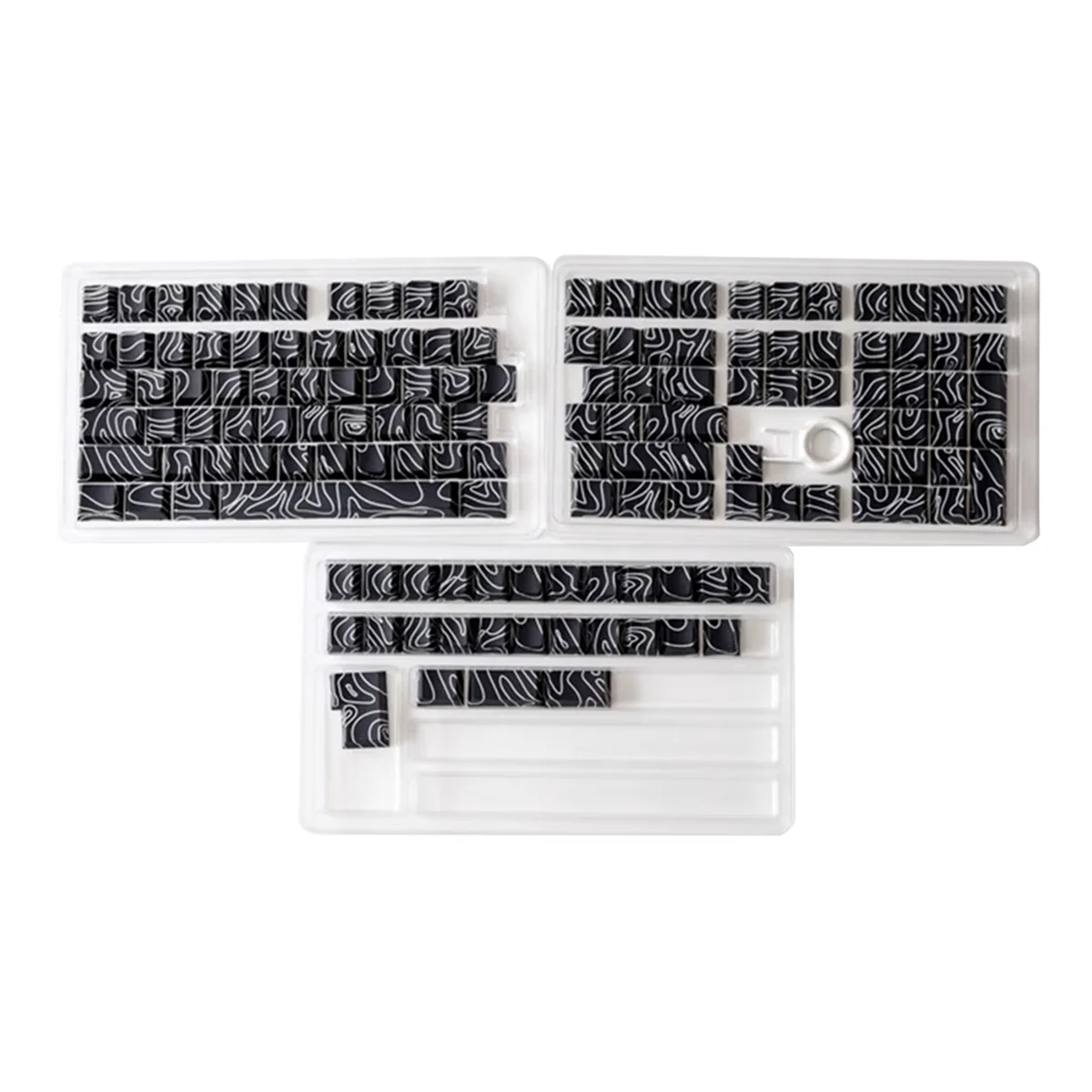 New 131 Keys PBT Keycaps Set Thermally Sublimated Side Engraved Transparent Keycaps for Gaming Keyboard Black