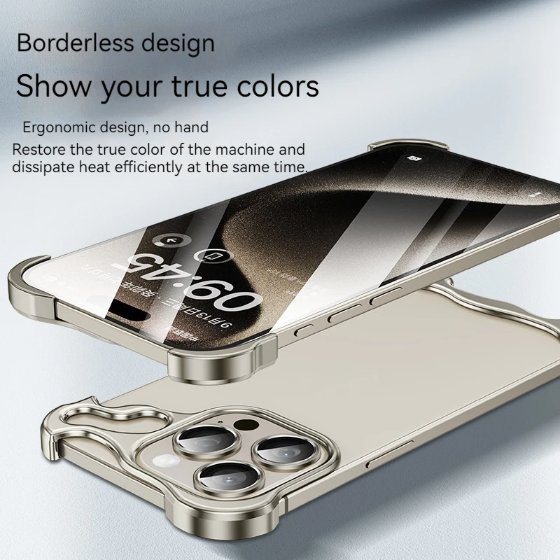 Alien Titanium Metal Phone Case For iPhone 15 14 13 Pro Max Professional Lens Film Aluminum Alloy Corner Cushion Shock Absorber