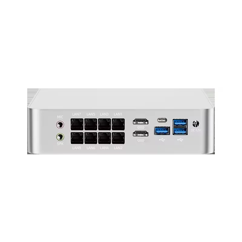 Helorpc 산업용 미니 PC(I7-8705G 지원 포함) Linux Pfsense 데스크탑 컴퓨터(8xI226V LAN, 2xHDMI2.0, 3xUSB3.0, 1xTYPE-C 포함)