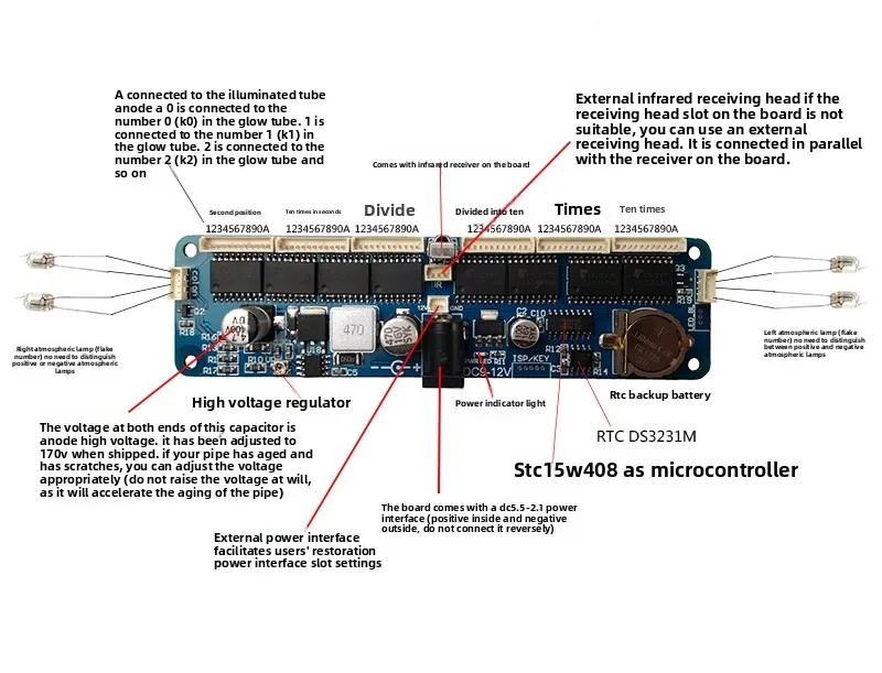 6-digit Glow Clock Motherboard Core Board Control Board Remote Control Universal in12 in14 in18 Qs30-1