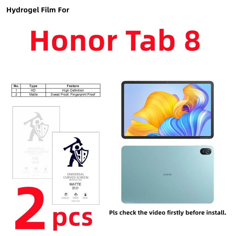 

2pcs Matte Hydrogel Film For Honor Tab 8 12.0 inches HD Screen Protector For Honor Pad 8 Clear/Frosted Protective Film