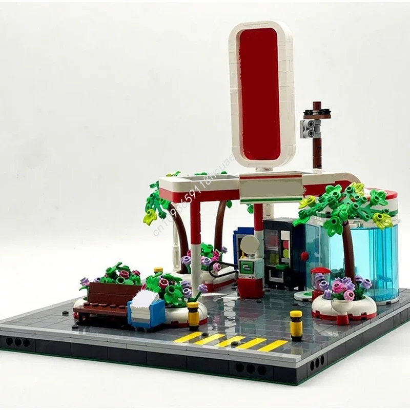 

1187pcs MOC Gas Station City Building Blocks Christmas Construction Home Decoration DIY Perfect for Interior Showcase Mo Gift