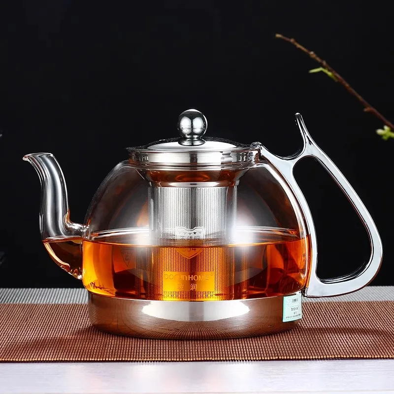 

Glass Teapot with Infuser Removable Stainless Steel Strainer High Temperature Resistance Microwave Tea Pot for Milk Oolong