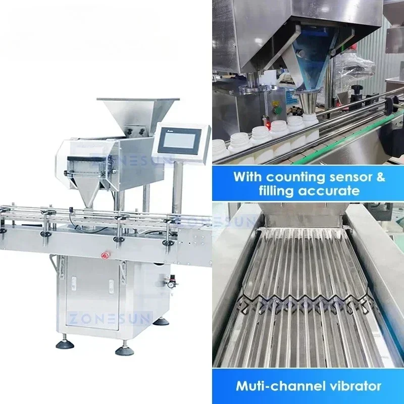 ZONESUN Automatic Gummy Candy Counting Bottling Production Line Bubble Gum Machine Sweet Packaging Equipment ZS-AFLC