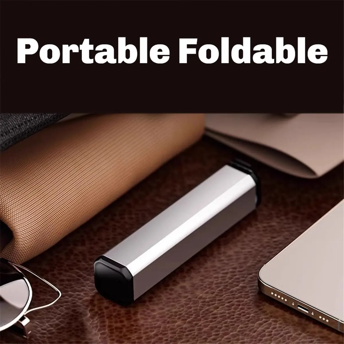 Airplane Travel Essentials Adjustable Phone Stand 360° Rotation Foldable Hook Pocket Size for Desk Tray Table Grey