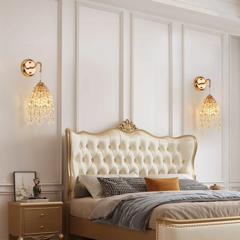 

Elegant Gold Crystal Wall Sconce, Luxury Teardrop Chandelier Style Lighting Fixture, Adjustable Hanging Wall Lamp for Bedside, Entryway, Dining Room, Modern French Decor, E12 Socket