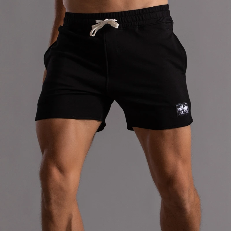 

Спортивные шорты из чистого хлопка для мужчин: беговые, для фитнеса, длиной три четверти, молодежные, для марафонских тренировок, прямого кроя, повседневные