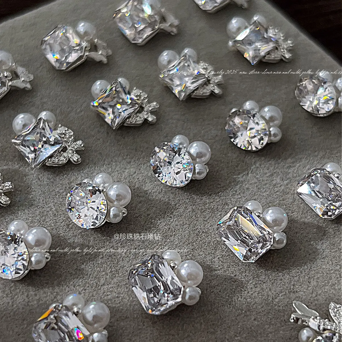 5pcs Transparent Crystal Nail Pile Diamond Luxury Oval Square Nail Art Rhinestones Gems Sparkle Glass Nail Stones DIY Charms