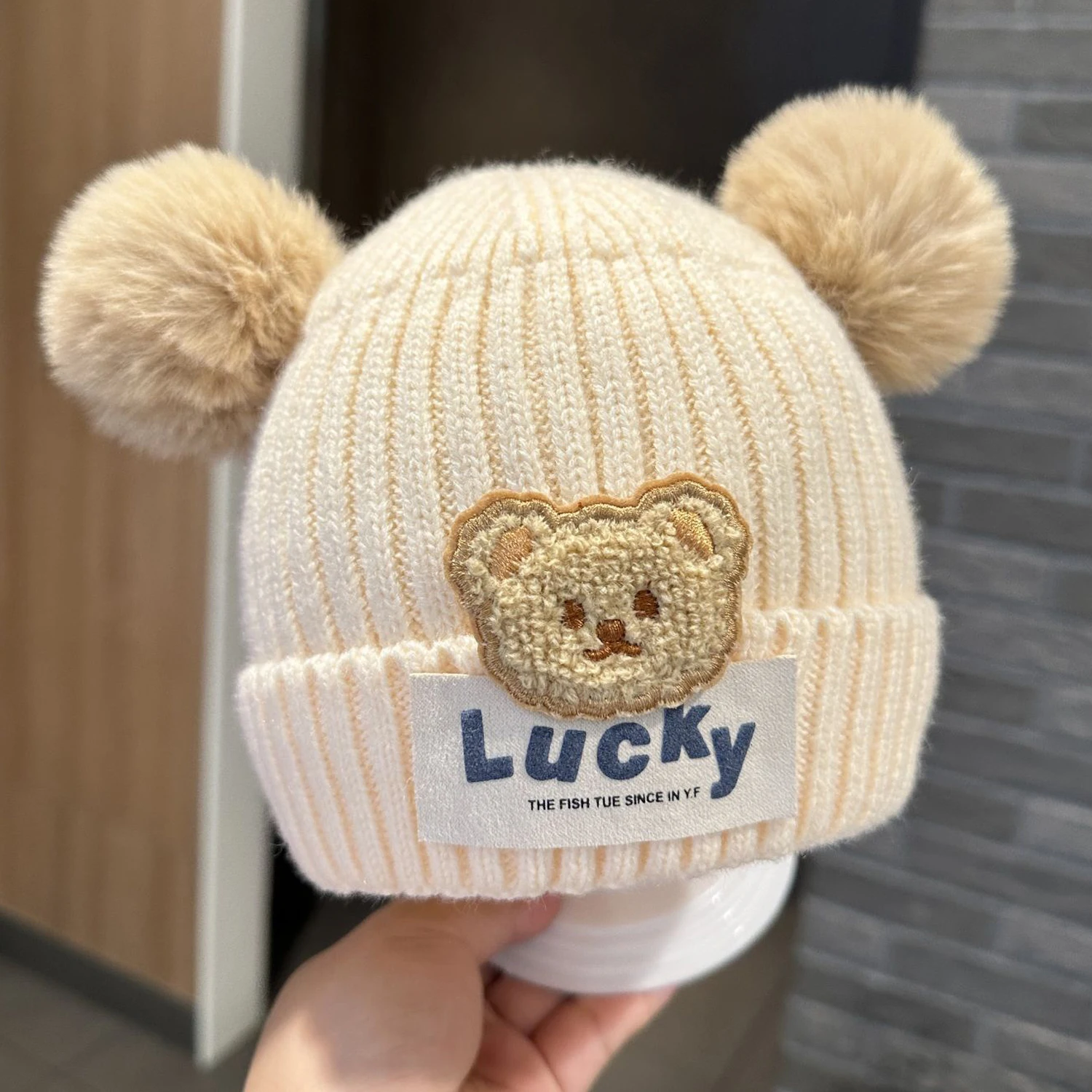 Suitable for 1-3-year-old Baby Windproof Hats Winter Cotton Padded Newborn Cute Tire Cap Children's Pullover Warm Wool Hats