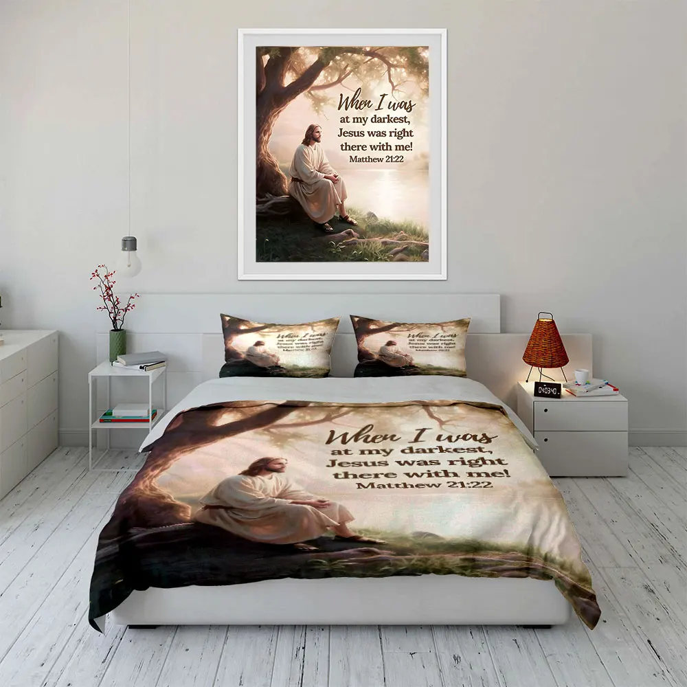 Person in white robe under tree Print Soft Comfortable Duvet Cover Bedding Set Included 1*Duvet Cover  2*Pillowcases