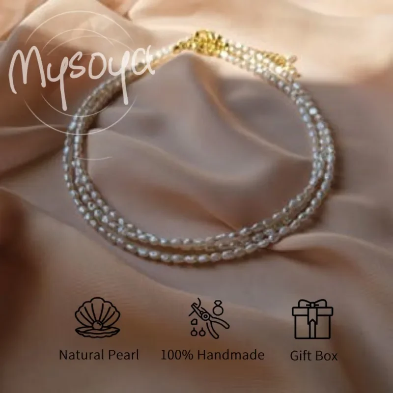 

MYSOYA белое ожерелье из пресноводного жемчуга в стиле барокко 6-7 мм с подарочной коробкой для нее/его дня рождения/свадьбы/Рождества/новогоднего подарка
