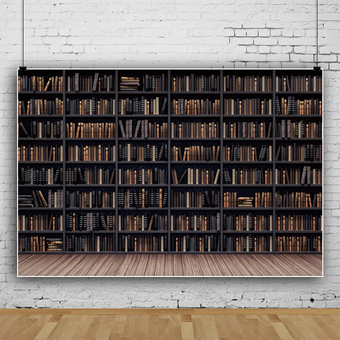 Vintage Bookshelf Backdrop Book Racks Photography Backdrop for Party Decor Birthday School Photoshoot Photo Background Props