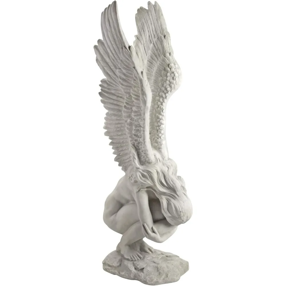 Memorial and Redemption Angel Religious Indoor/Outdoor Garden Statues Large, Hand Cast Resin, Antique Stone Finish