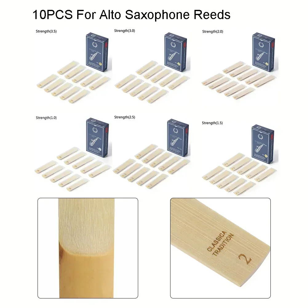 Alto Saxophone Reeds Full Size Strength 1 0 1 5 2 0 2 5 3 0 3 5 Hand Harvested Digital Reed making Technology Stable Sound