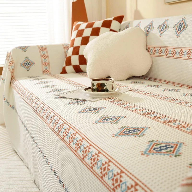 

Чехол для дивана с геометрическим узором в богемном стиле, универсальный, полностью закрывающий, для домашнего декора, в скандинавском стиле, для Instagram, на все сезоны