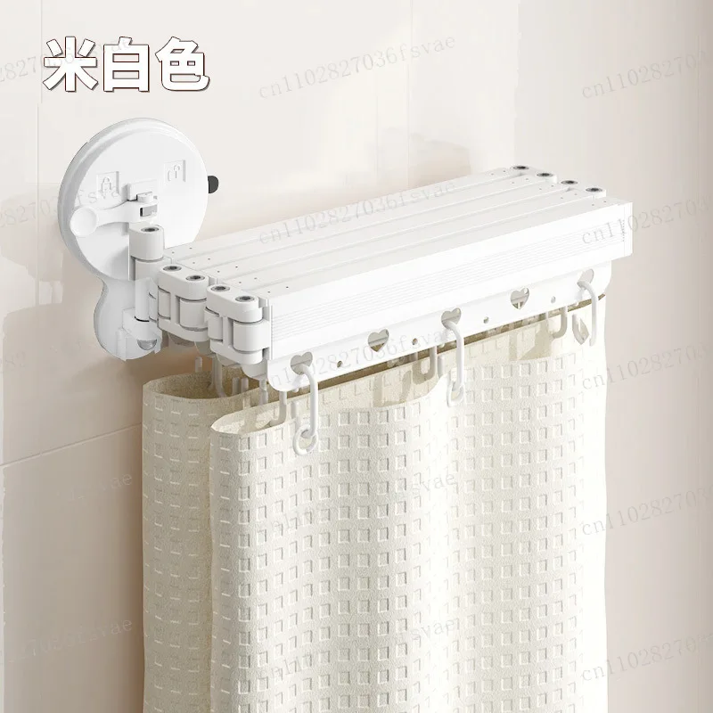 

No Drill Shower Curtain Rod, Suction Cup Heavy Duty Aluminum Rust-Proof Foldable Bathroom, Easy Installation