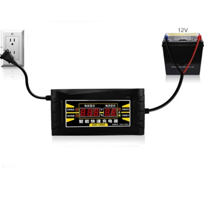 

Full Automatic Car Battery Charger 110V to 220V To 12V 6A Intelligent Fast Power Charging Wet Dry Lead Acid Digital LCD Display