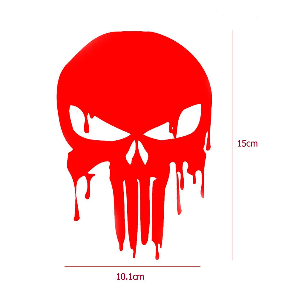 Car Sticker 15x10.1cm Bloody Punisher Skull Reflective Motorcycle Decal Red