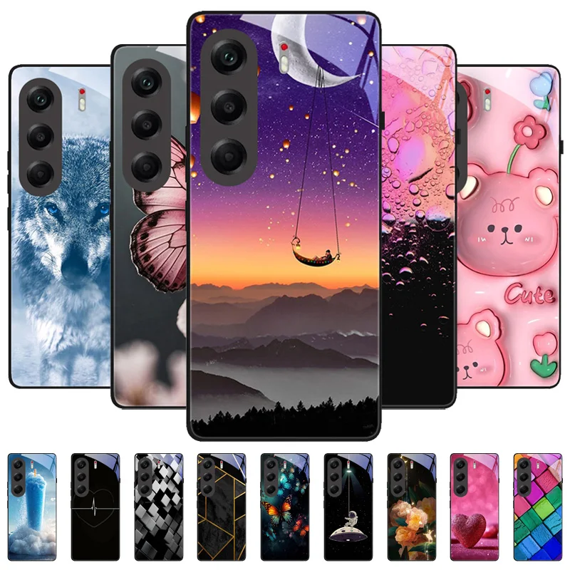 Coque de téléphone en verre trempé pour Tecno Camon 40 4G, protection complète de l'objectif de la caméra, coque arrière rigide antichoc et anti-chute.