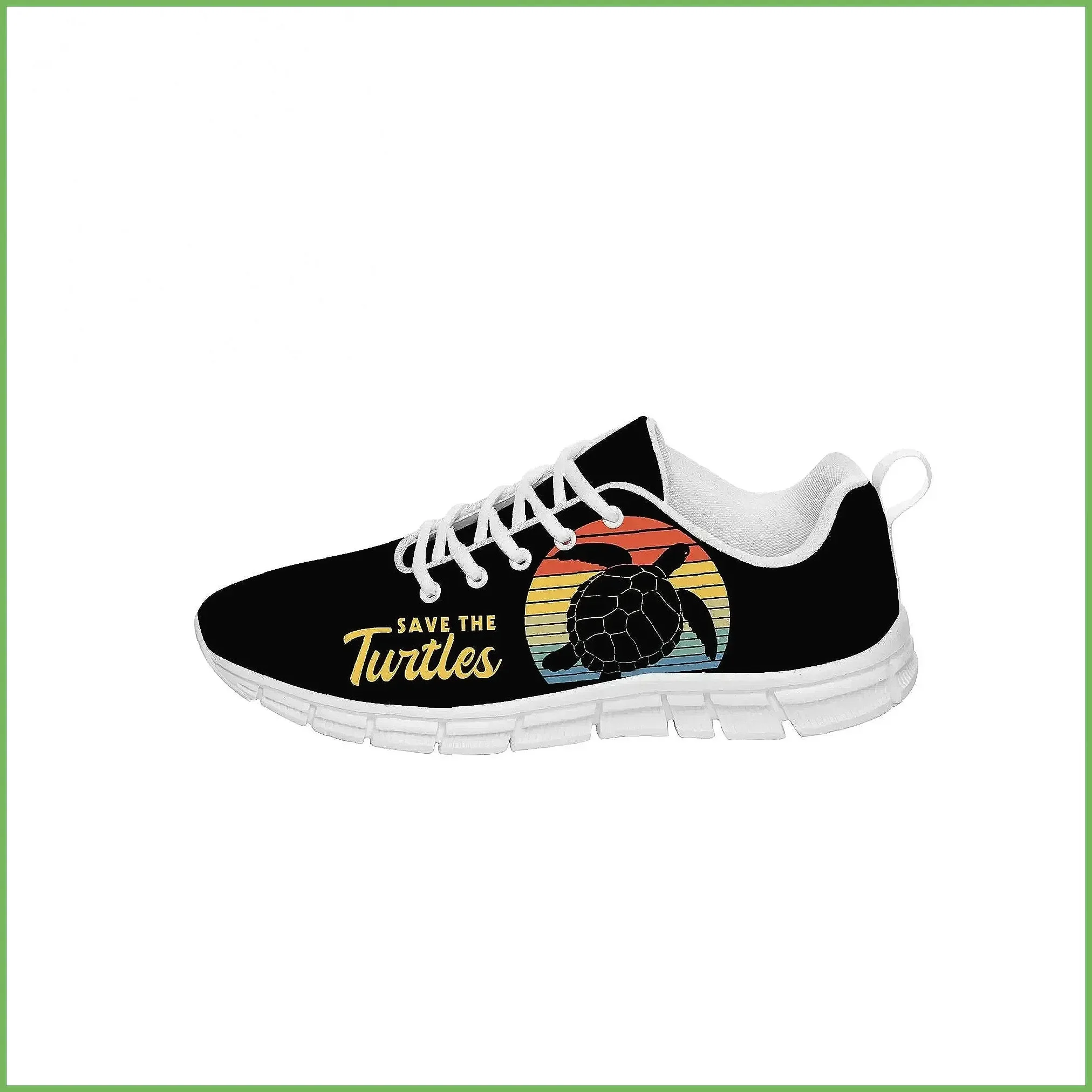 ** Save The Turtles 3D Printed Canvas Sneakers, Breathable Lightweight Casual Running Shoes ** (72 characters)