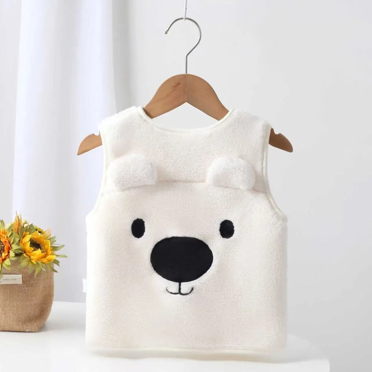 6M-4T Infant Baby Fleece Fall Vest for Boys&Girls Warm Winter Waistcoat Outdoor Cute 3D Bear Design Cozy Toddle Jacket Clothes