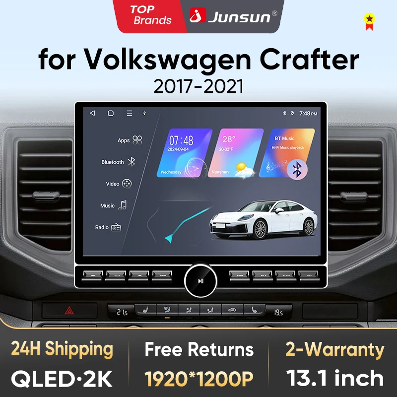 Junsun 13,1″ QLED Wireless CarPlay Android Auto Autoradio für Volkswagen Crafter 2017-2021 Intelligente Systeme DSP SWC RDS GPS