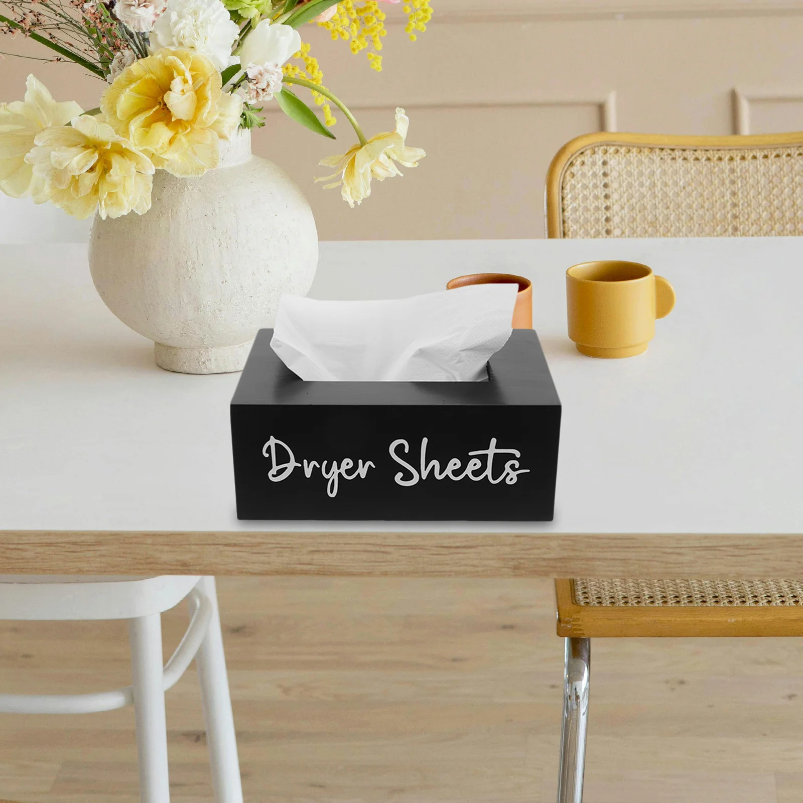 

Wood Tissue Box Cover Rectangular Smooth Finish Household Tissue Holder for Living Room Bedroom Desk Decoration Storage Solution