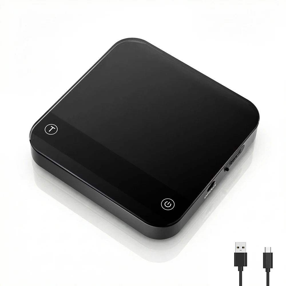 Portable Smart Coffee Scale 0.1g Precision 0.3g-2000g, Auto-Start Timer, Flow Rate & Ratio Modes, 7H Battery Type-C