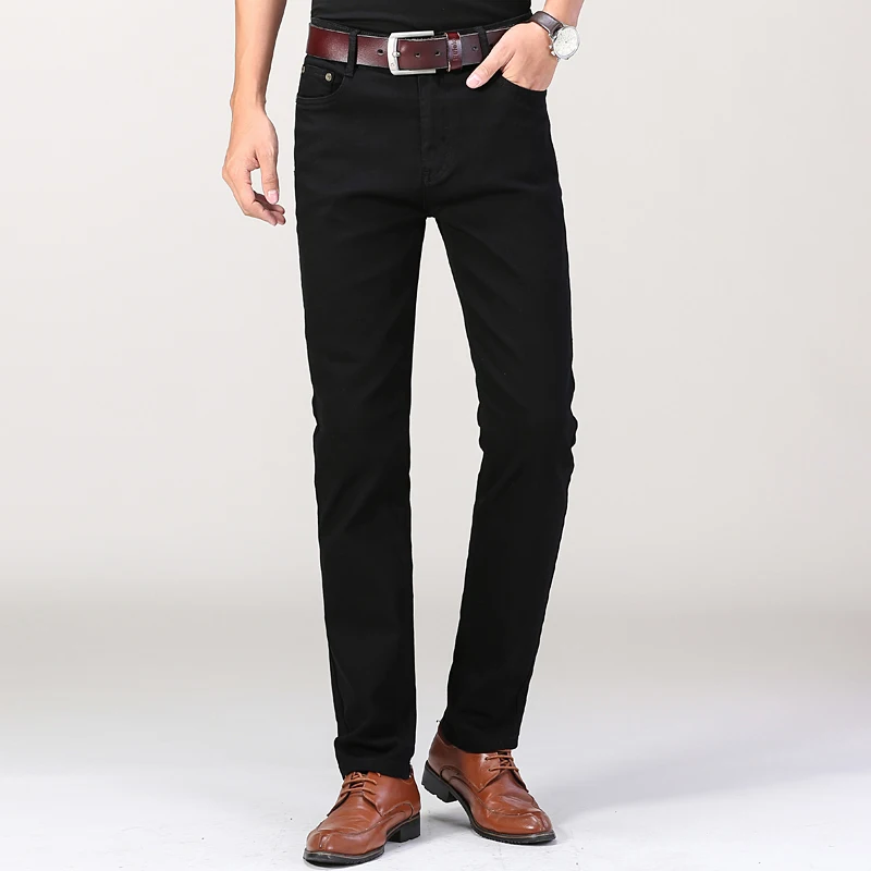 Jeans bianchi puri moda autunno da uomo elastico sottile gioventù che dimagrisce gamba dritta Business Casual pantaloni di fascia alta di mezza età maschile