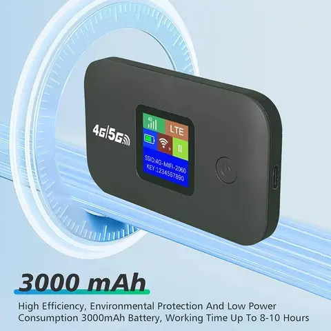 4G 5G WiFi 6 Mobil Hotspot Router, SIM Kart Yuvası ile 10 Kullanıcıyı Destekleyen Kablosuz Router, Ev, Seyahat ve Karavanlar için Taşınabilir WiFi Hotspot