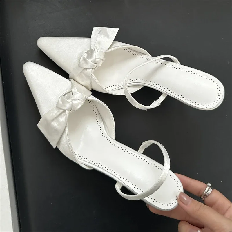 

Aneikeh Summer Fashion Design Butterfly-knot Pointed Toe New Style Thin High Heels Women Pumps Banquet Wedding Female Shoes