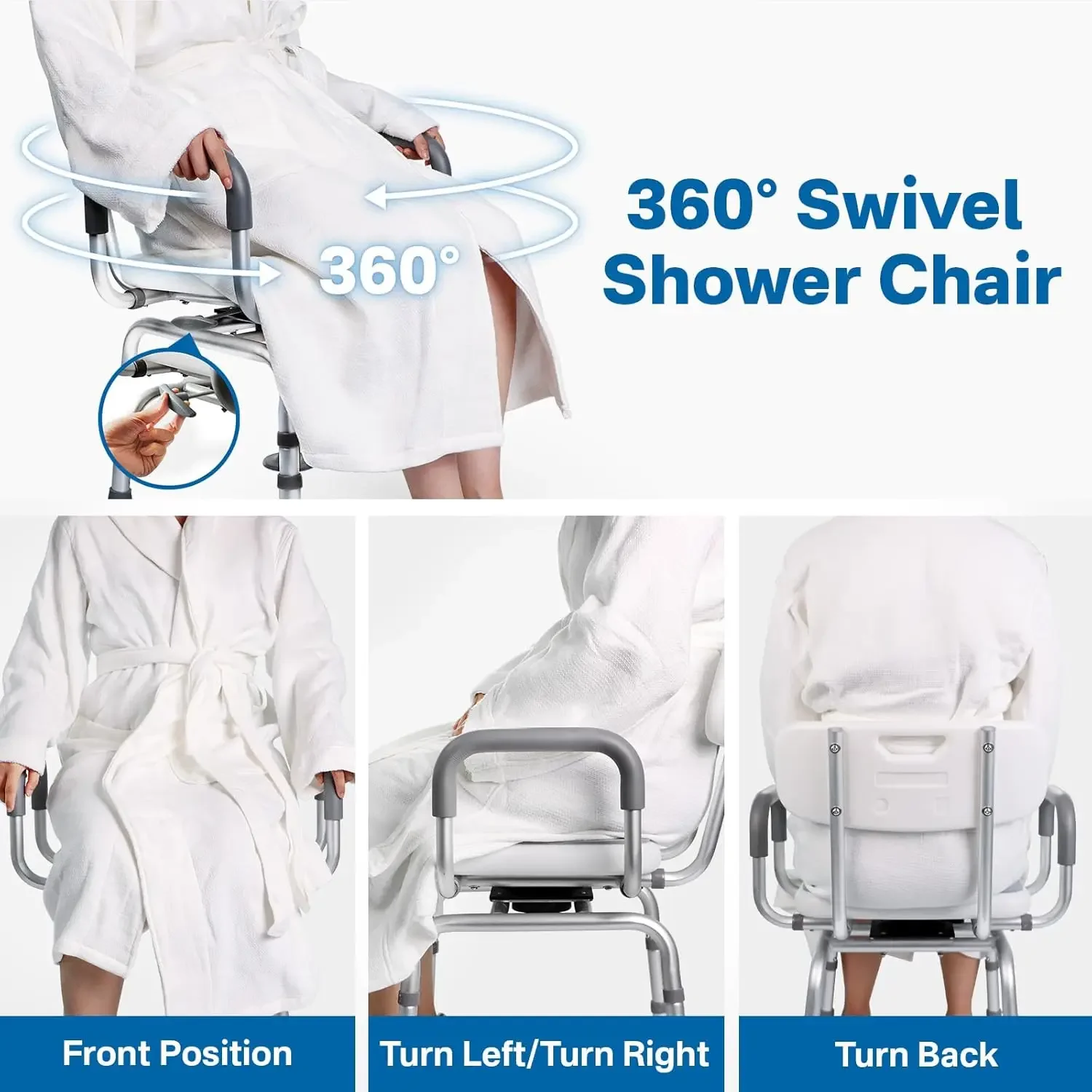 360° Swivel Shower Chair for Elderly and Disabled, Bathtub Shower Chair for Inside Shower, Heavy Duty Shower Chair