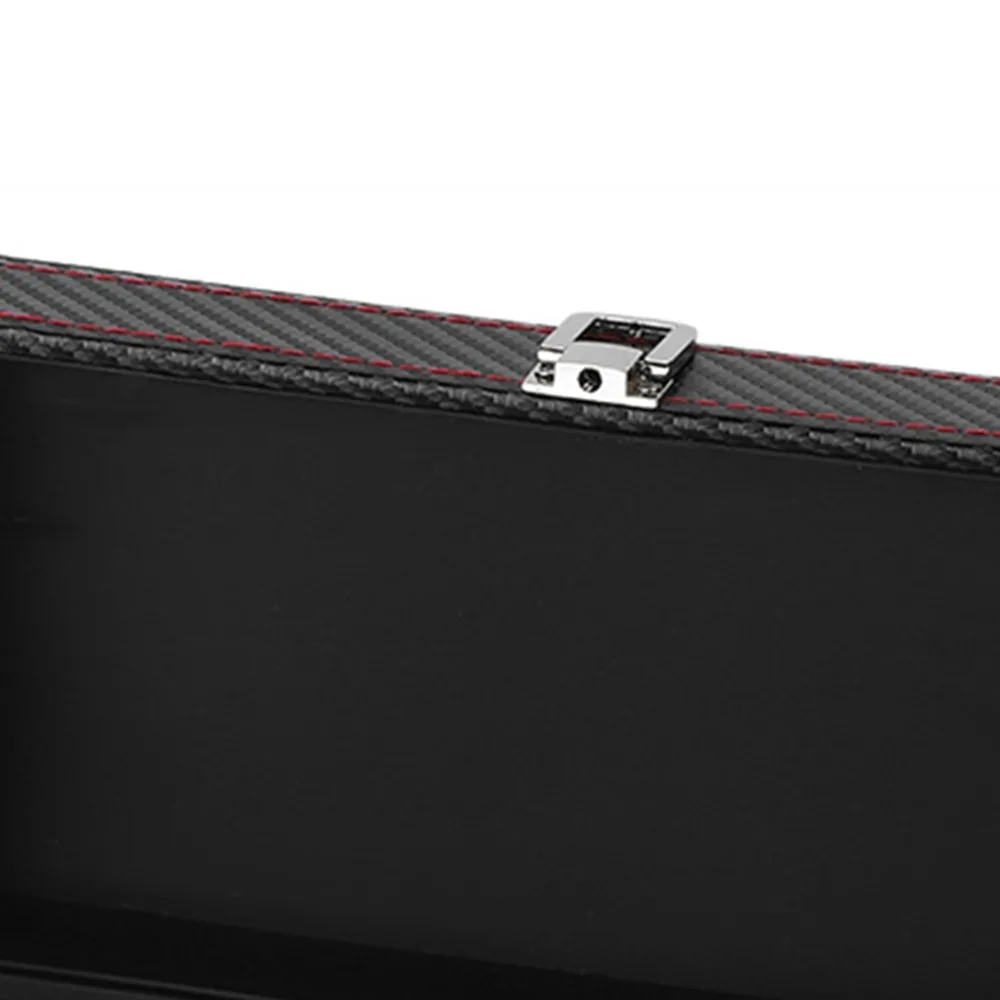 Portable Black Jewelry Organizer Box Carbon Fiber PU 22.2 * 11 * 11.2cm Watch Box Display Box Home Storage