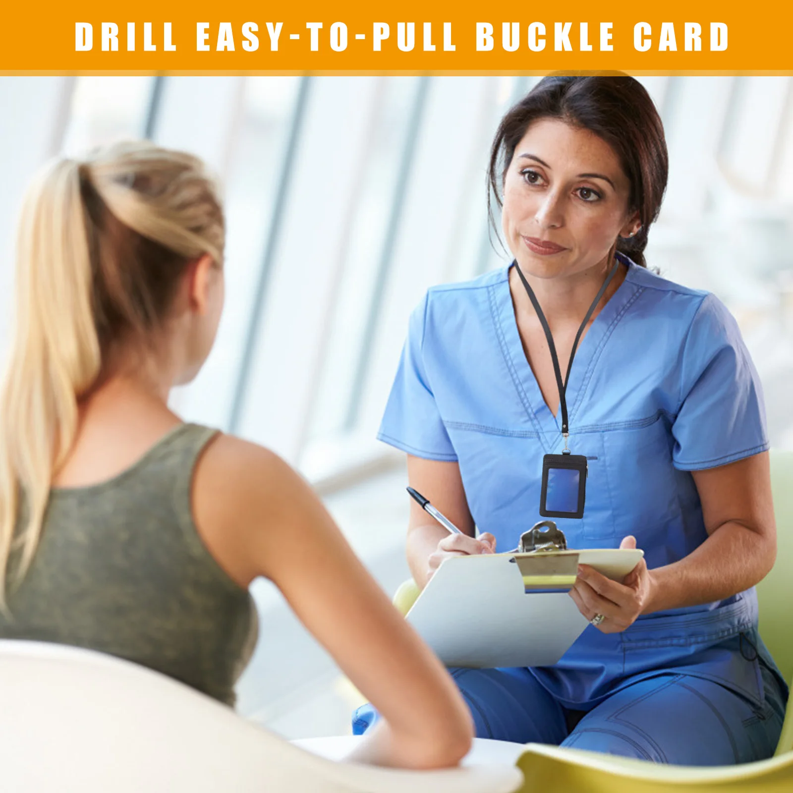 

Id Card Holder Card Sleeve Wear-Resistant Badge Protector Hanging Case with Comfortable Lanyard Work Student Bus Credit