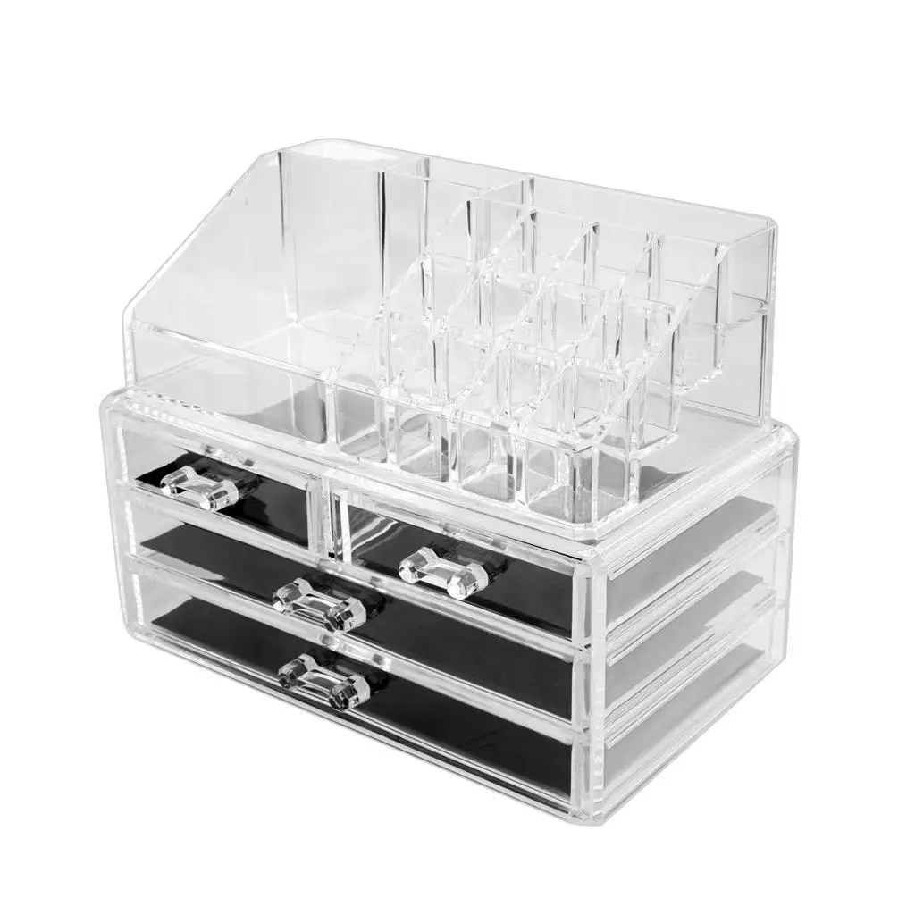 Clear Acrylic Jewelry Storage Organizer Drawer Makeup Box Display Holder