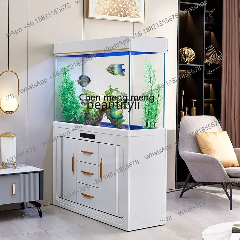 cc182l Ecological Square Fish Tank Household Super White Glass Partition Screens Bottom Filter Change Water Lazy Fish Tank