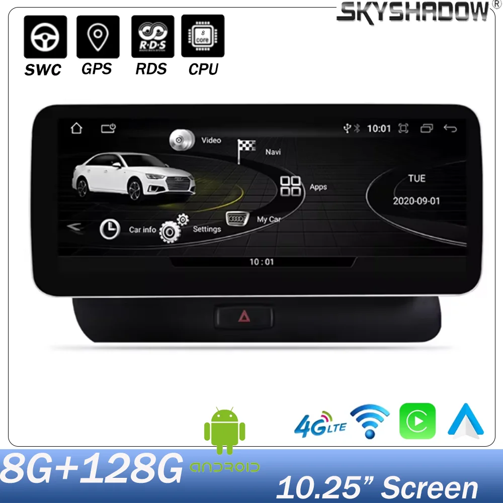 CarPlay Android 12 Car Screen Multimedia Player For AUDI Q5 2009 2010 - 2017 GPS Navigation Multimedia Stereo 4G WiFi CarPlay BT